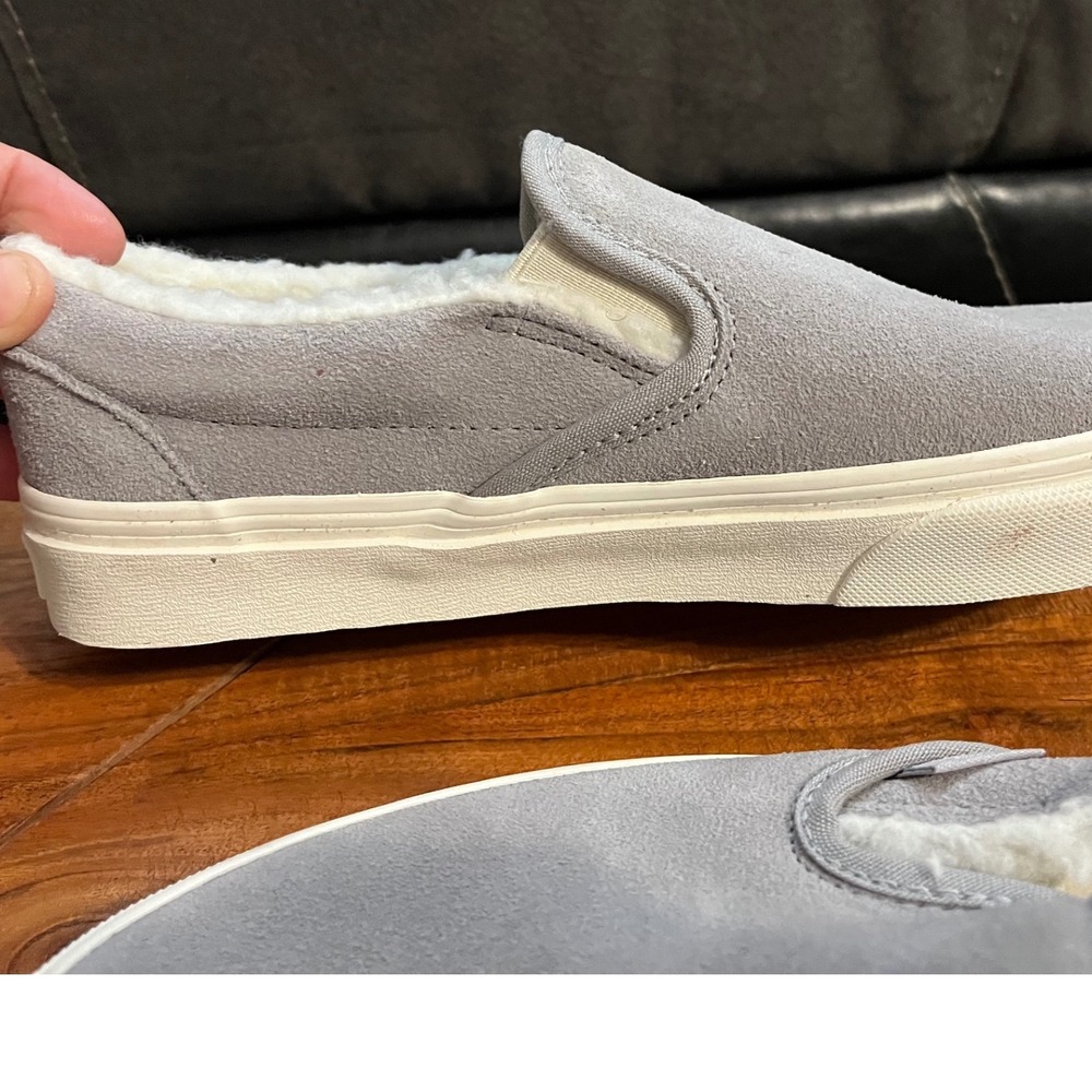 Vans Off The Wall Slip On Gray Suede Sherpa Lined Skate Shoes Womens  7.5 NWB - Picture 5 of 12